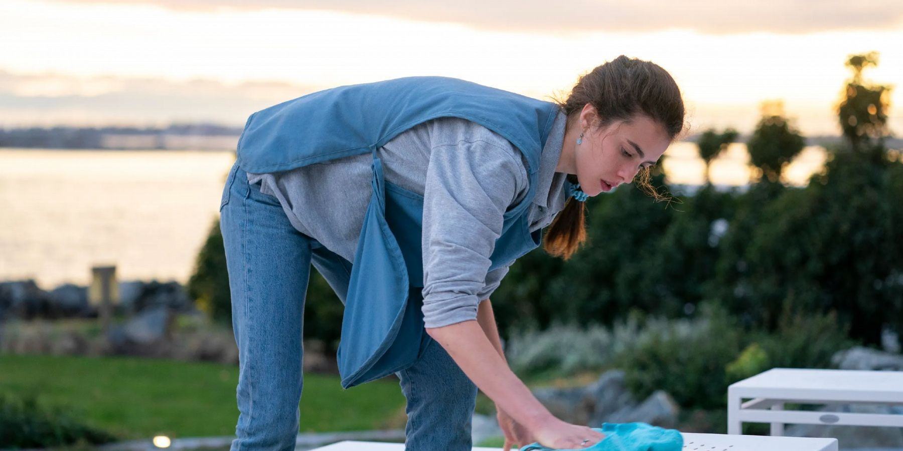 Alex in the movie Maid Cleaning the House on Fisher Island