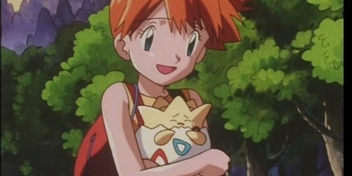 In the Pokémon anime, Misty is carrying Tokopi on her back.