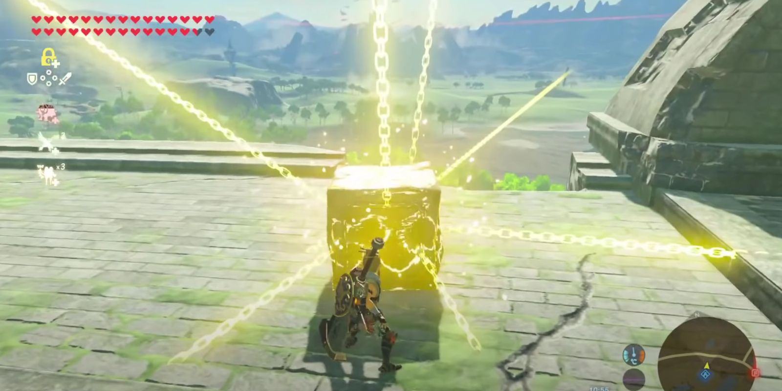 Link freezes a box with stagnant runes in Breath of the Wild