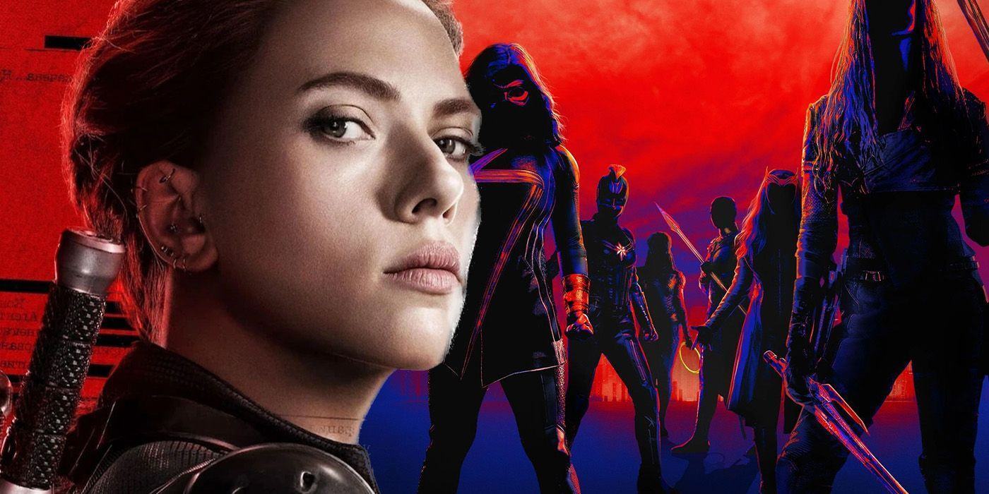 scarlett johansson as black widow with the women of marvel in mpower