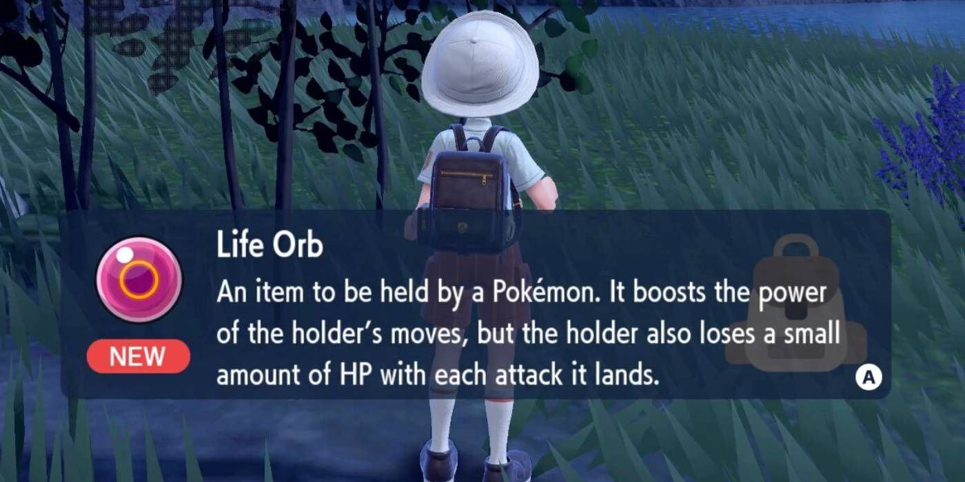 In-game description given for Pokemon Scarlet and Violet Life Orb when found in the wild in the Paldea region