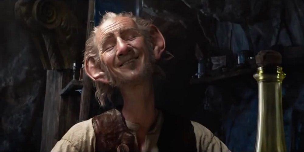 BFG sitting by a bottle of BFG's Frobscotlle