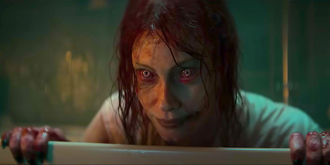 Deadite in the bathtub in the Evil Dead Rises trailer