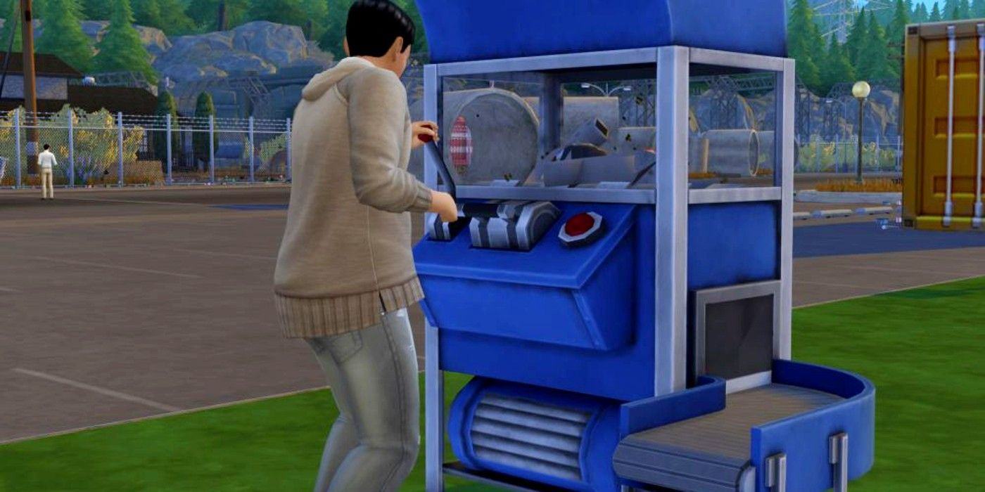 Players use home recycling machines in public community spaces to collect puzzle pieces from The Sims 4: Eco-Lifestyle.  Bits and Pieces are required for maker use and crafting of furniture and decorations.