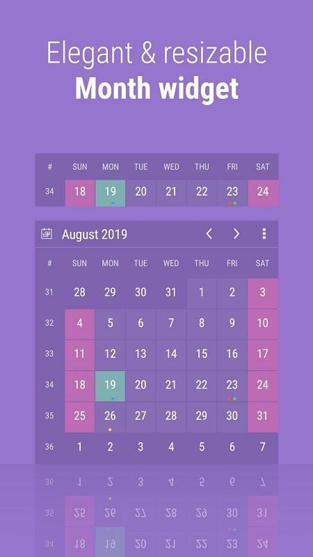 Calendar widget mod