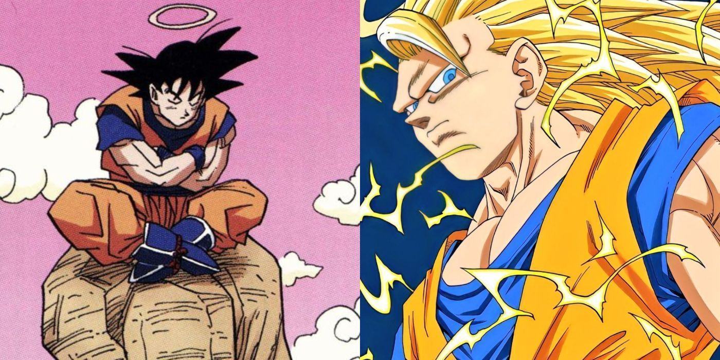 Split image of Goku in the Buu Saga of Dragon Ball Z.