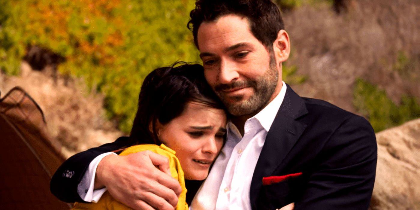 Lucifer hugging Rory in Season 6