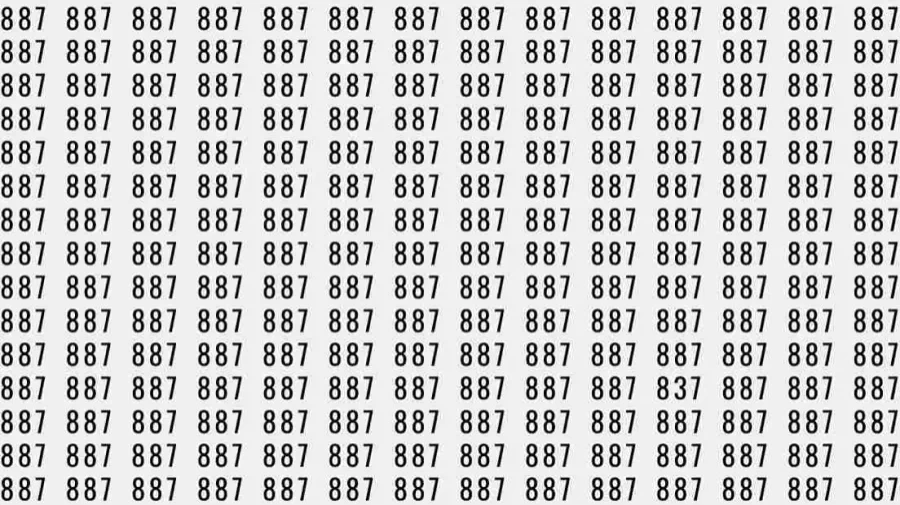 Optical Illusion Brain Test: If you have Hawk Eyes find the number 837 among 887 in 9 Seconds?