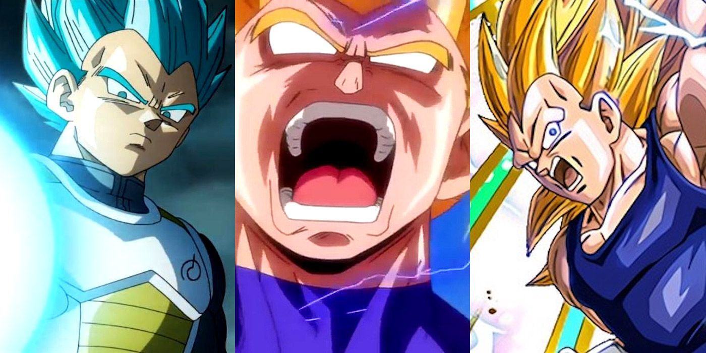 Split image of Vegeta's transformations in Dragon Ball Z