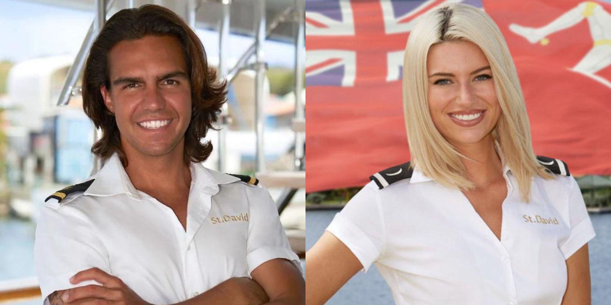 Split image of Below Deck's Ben and Camille