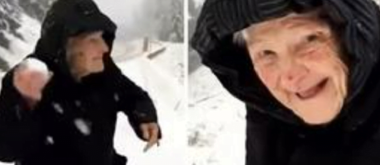 At the age of 111, my mother forced me to turn off the car and play with snow