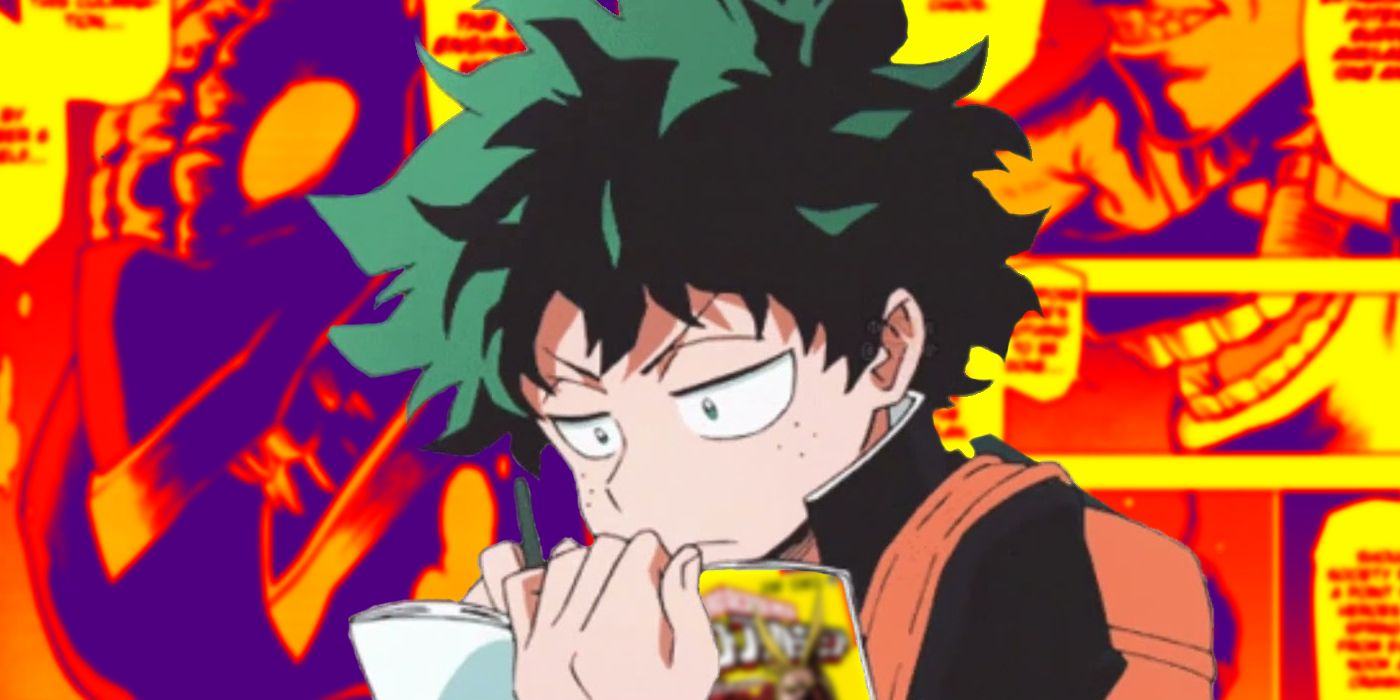 Deku reading the My Hero Academia Manga.