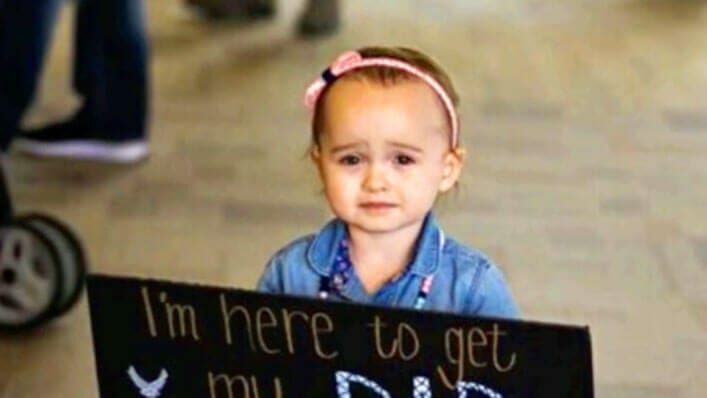 Interesting stories.  This mother took her baby to the airport with an illegible sign - Seconds later, a man hugged her