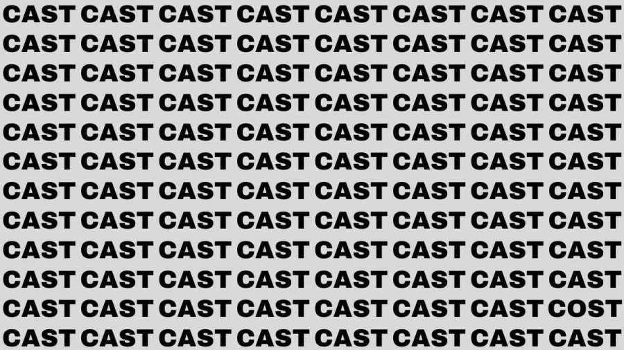 Observation Brain Test: If you have Hawk Eyes Find the Word Cost in 15 Secs