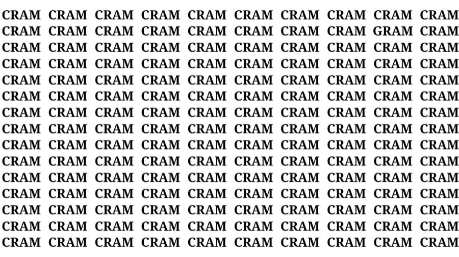 If you have Sharp Eyes Find the Word Gram among Cram in 18 Secs