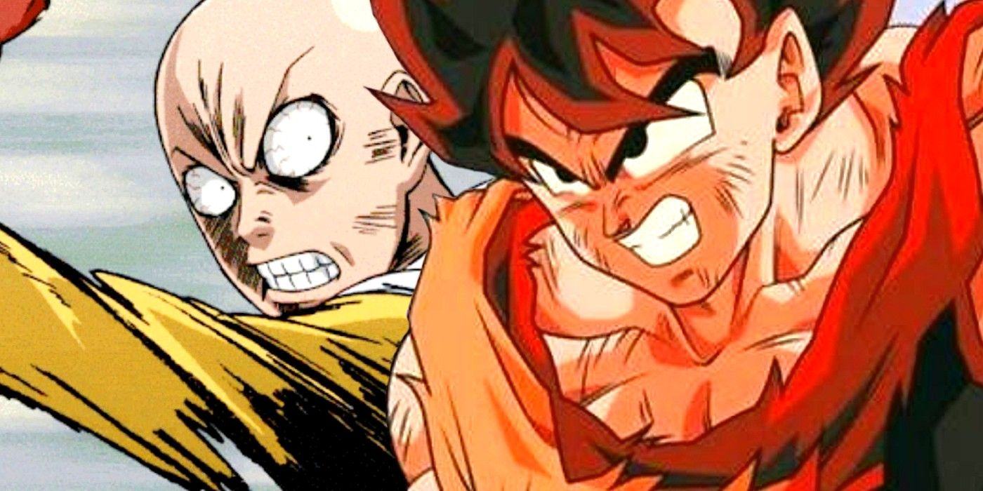 Goku and Saitama racing one-punch man dragon ball