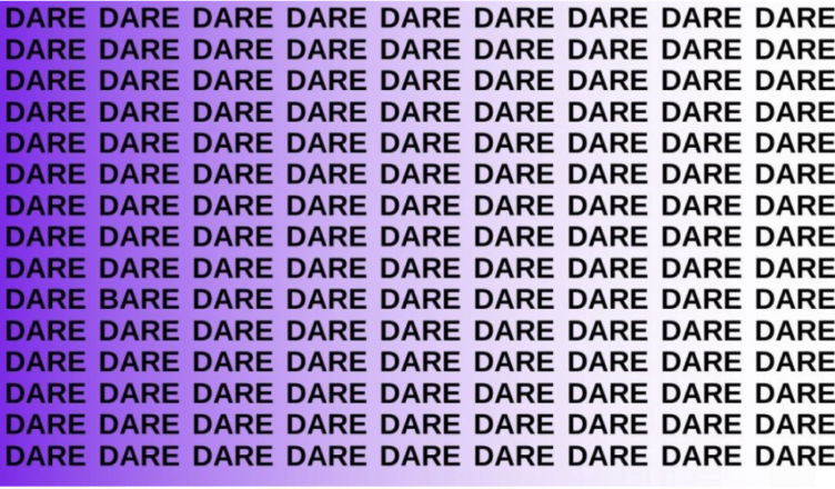 Optical Illusion: If you have a keen eye, find the Word Bare Among Dare in 20 seconds.