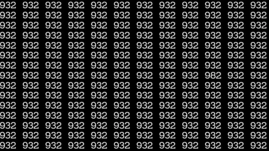 Optical Illusion: Can you find 982 among 932 in 10 Seconds? Explanation and Solution to the Optical Illusion