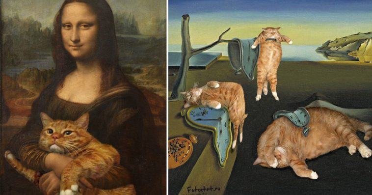 Photoshop artist her big ginger cat into iconic images and the result has conquered social media