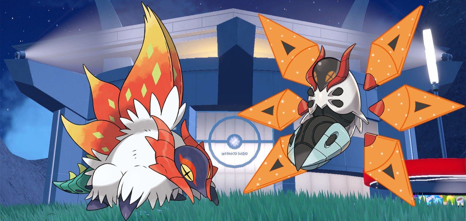 Slither Wing and Iron Moth at the Paldea Pokémon League from Pokémon Scarlet and Violet.