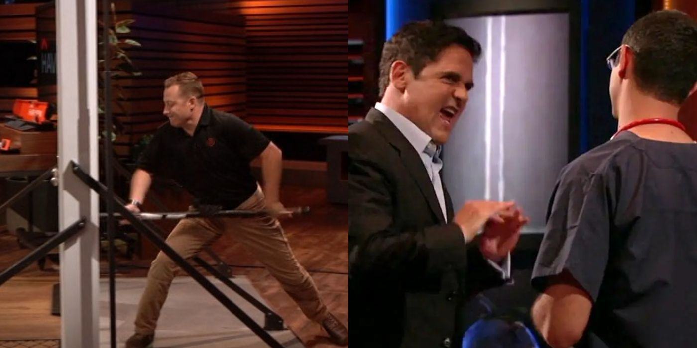 Split image showing the failed Amber and RoloDoc pitches in Shark Tank