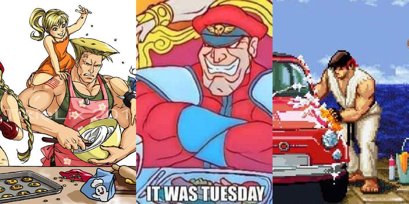 Split image of Street Fighter memes