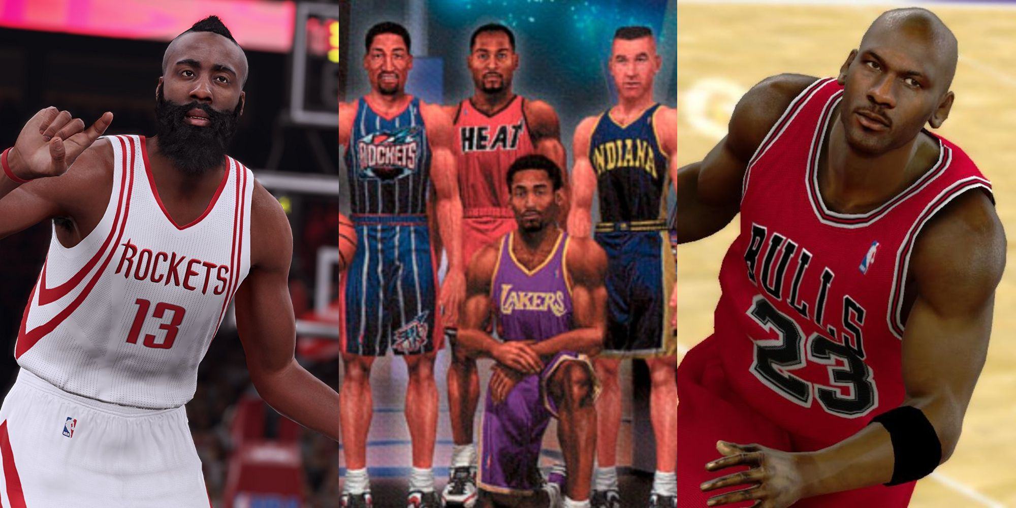 Stills from three basketball based video games