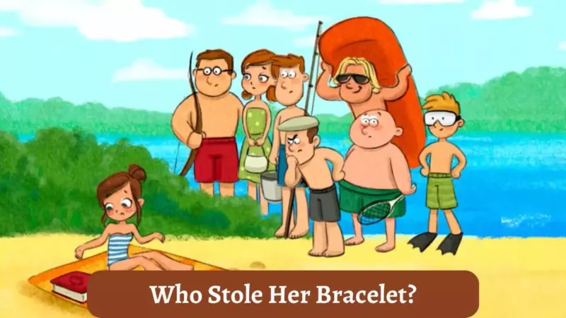 The girl needs your HELP.  Can you spot the thief who stole the girl's bracelet on the beach in 5 seconds?