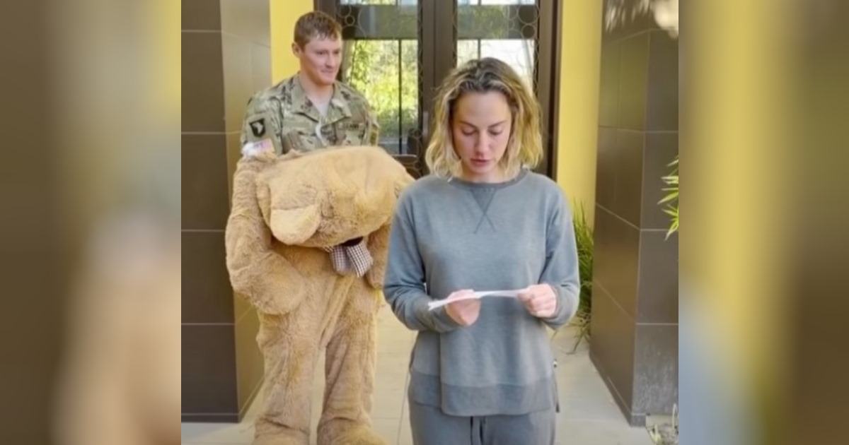 The woman was assigned.  A giant bear, an ignorant soldier, is hiding in it