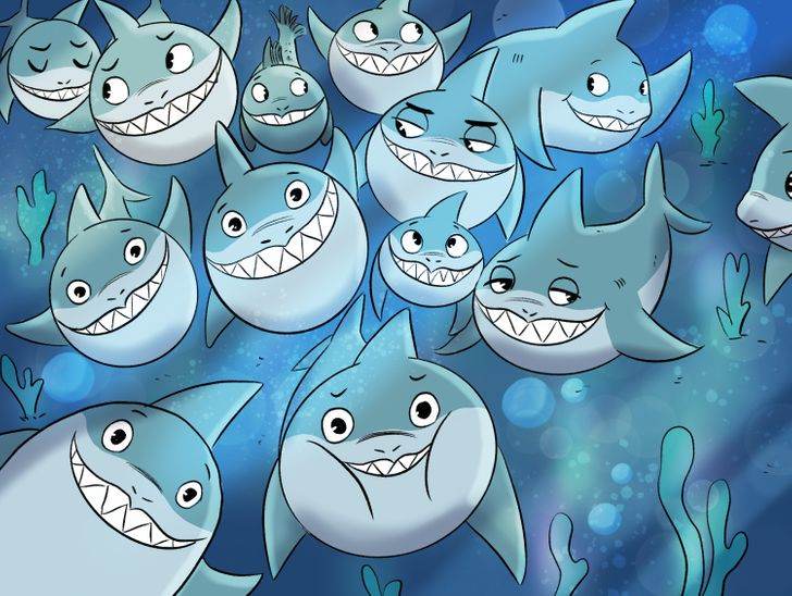 Try to find the hidden fish in the group of sharks.  People with above average intelligence can spot a hidden fish in 7 seconds.