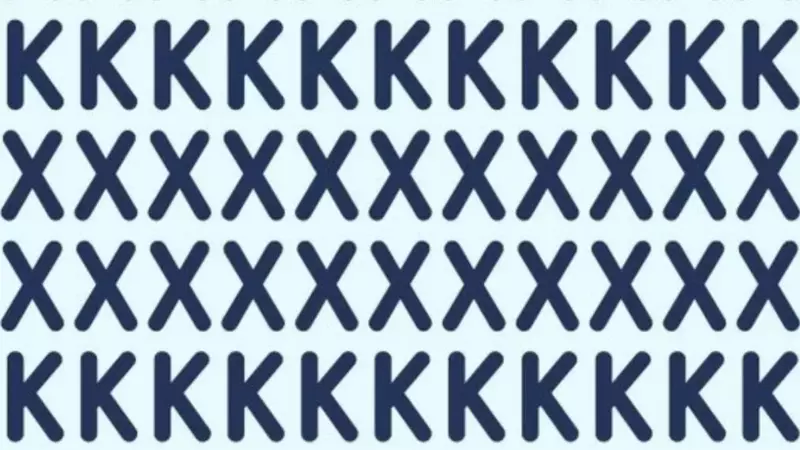 Try to identify the hidden letter in the group of letters 'X' and 'K' in the picture.  Only people with high IQ can spot the hidden letter in 13 seconds