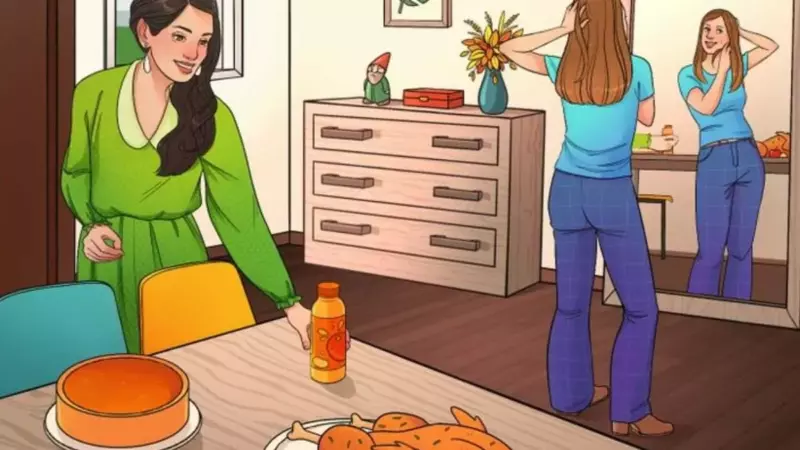 Try to spot the mistake in the picture of the girl's dining room.  Can you spot the mistake in 5 seconds?