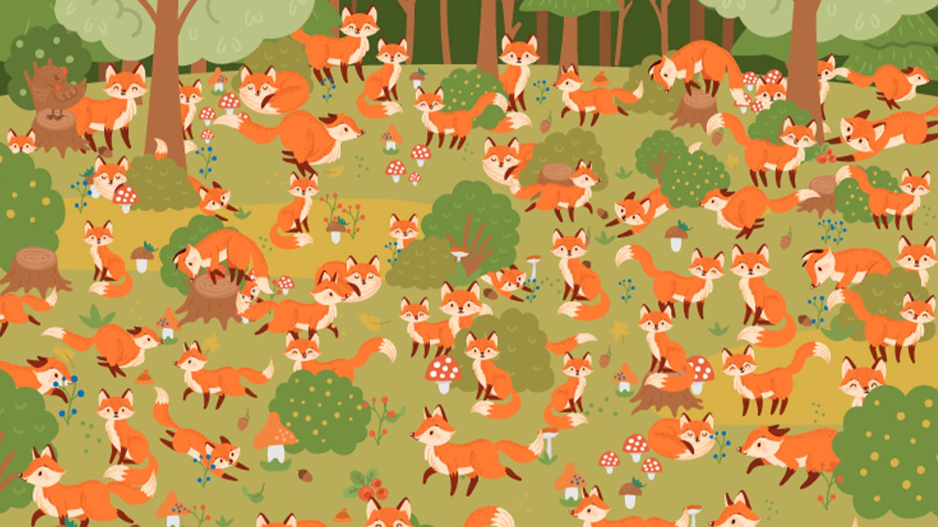 You have 20/20 vision if you can spot a blue-eyed fox in a forest optical illusion in less than 25 seconds.