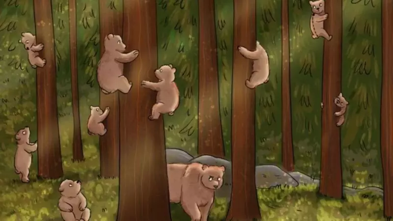 You have great attention to detail if you can spot a man hiding among bears in a jungle photo within 11 seconds