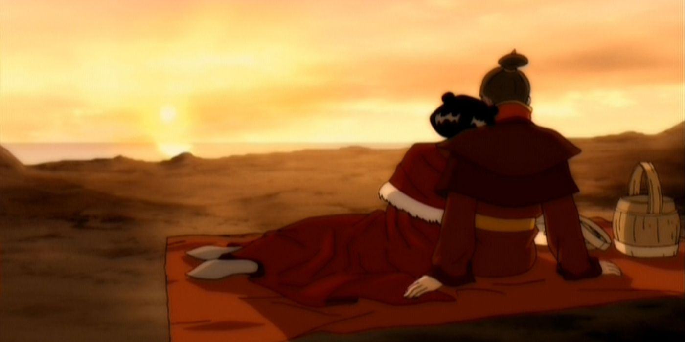 Zuko and Mai look at the sunset on Avatar: The Last Airbender