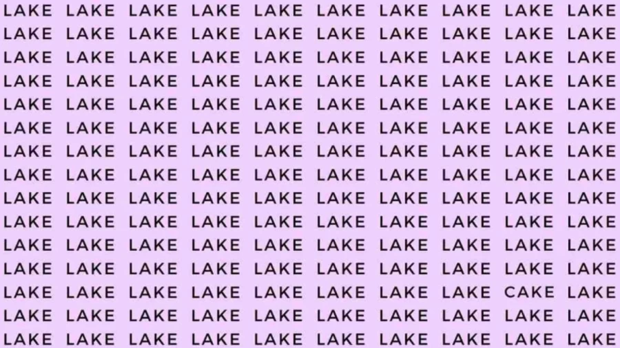 Observation Skill Test: If you have Eagle Eyes find the Word Cake among Lake in 15 Secs