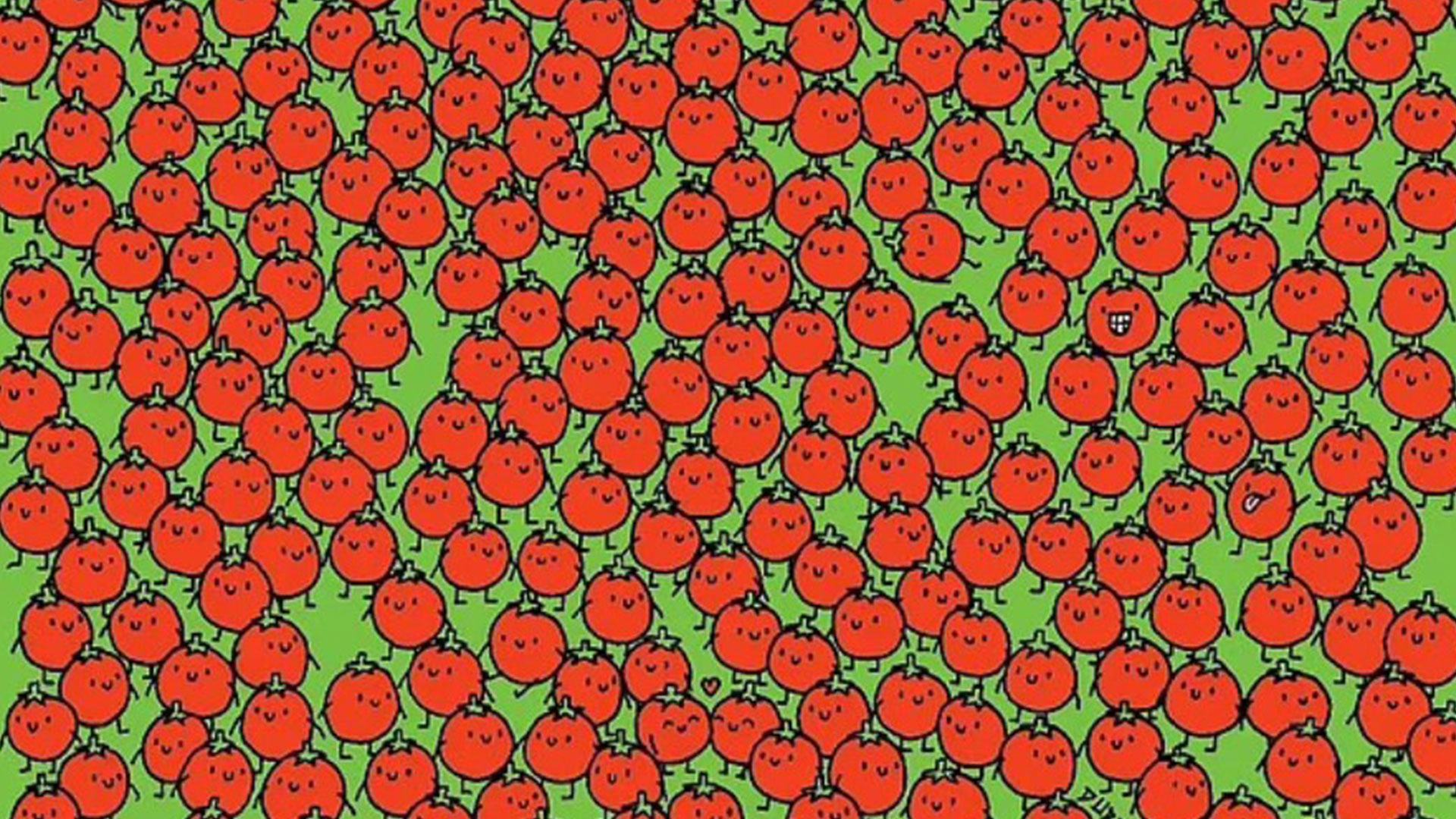 You have the eyes of a hawk if you can find the three red apples among the tomatoes