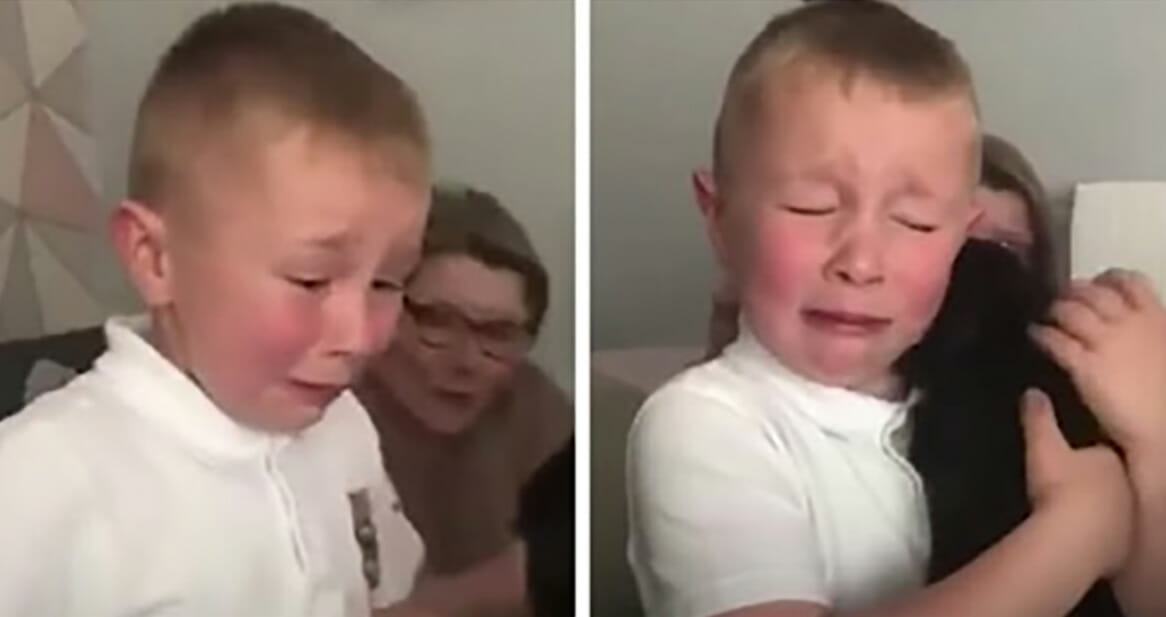 A profound and moving recording.  7-year-old boy received a gift that made him cry with joy