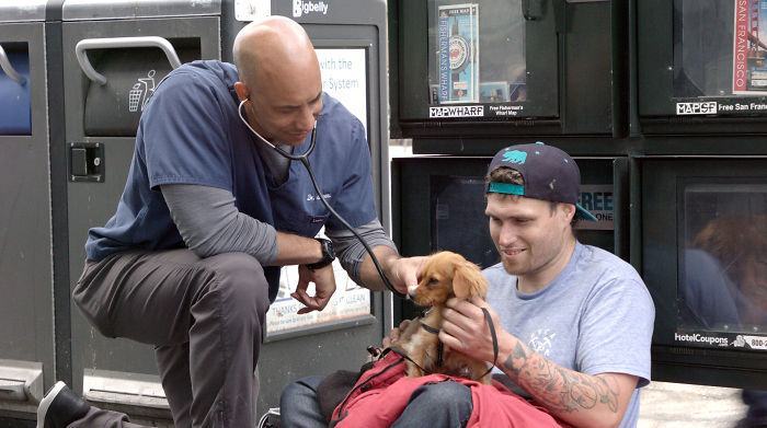 A vet walks the streets of California treating homeless dogs