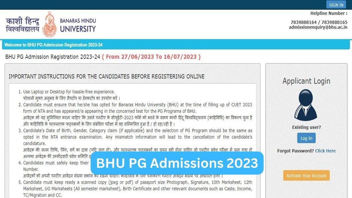 BHU PG Admissions 2023