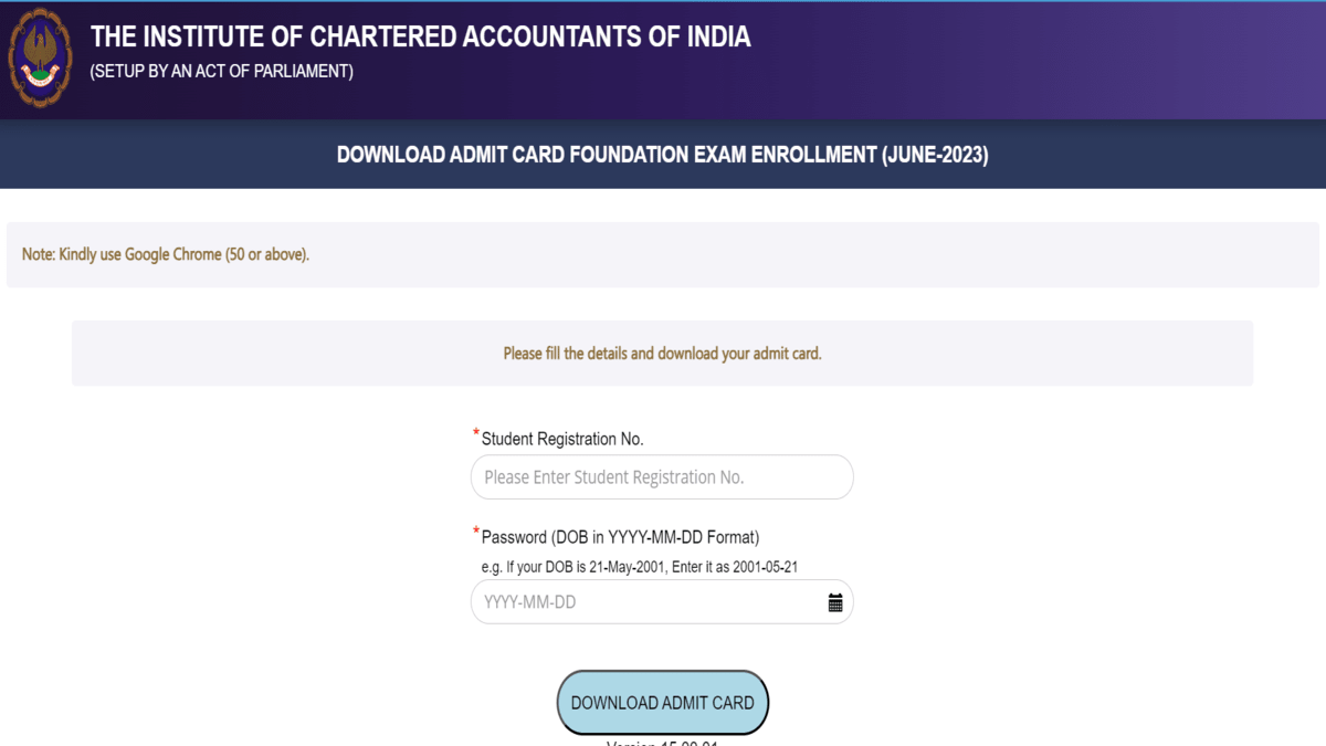 CA Foundation Admit Card 2023 Releases