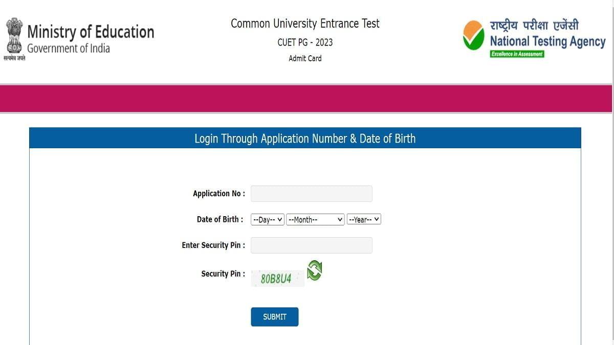 CUET PG 2023 June 23 Admit Card