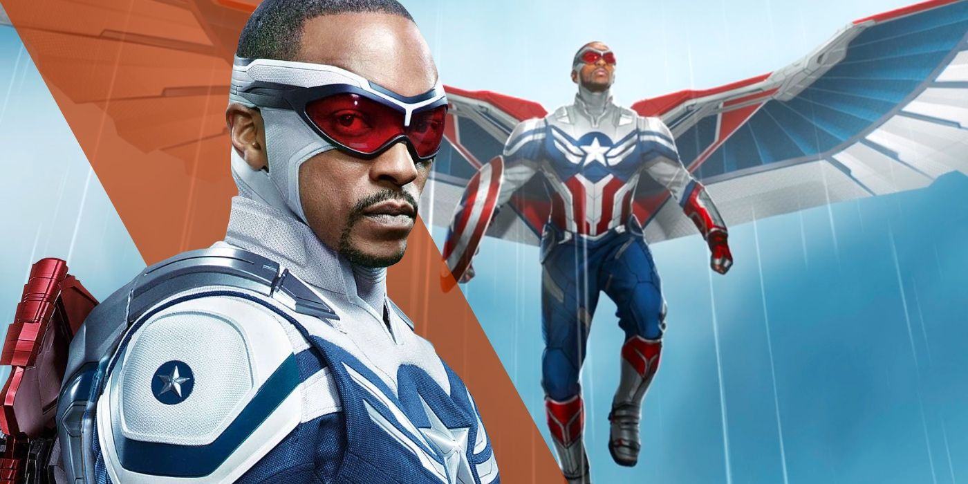 Custom Image of Sam Wilson as Captain America in The Falcon and the Winter Soldier promo material and concept art side by side.