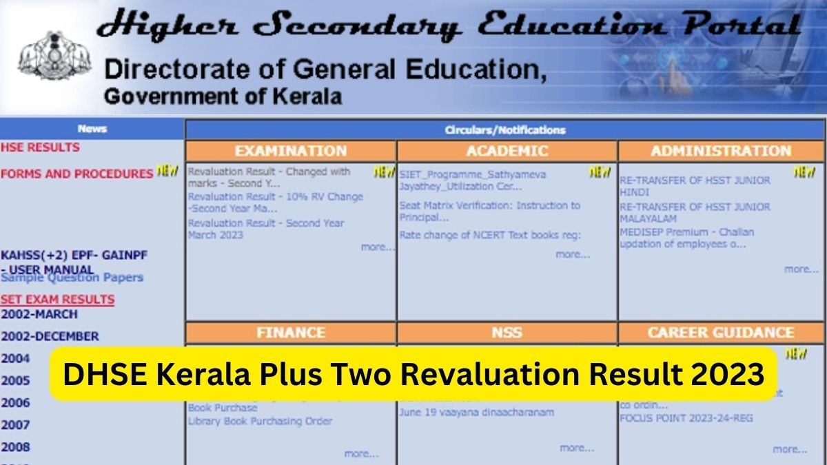 DHSE Kerala Plus Two Revaluation Result 2023