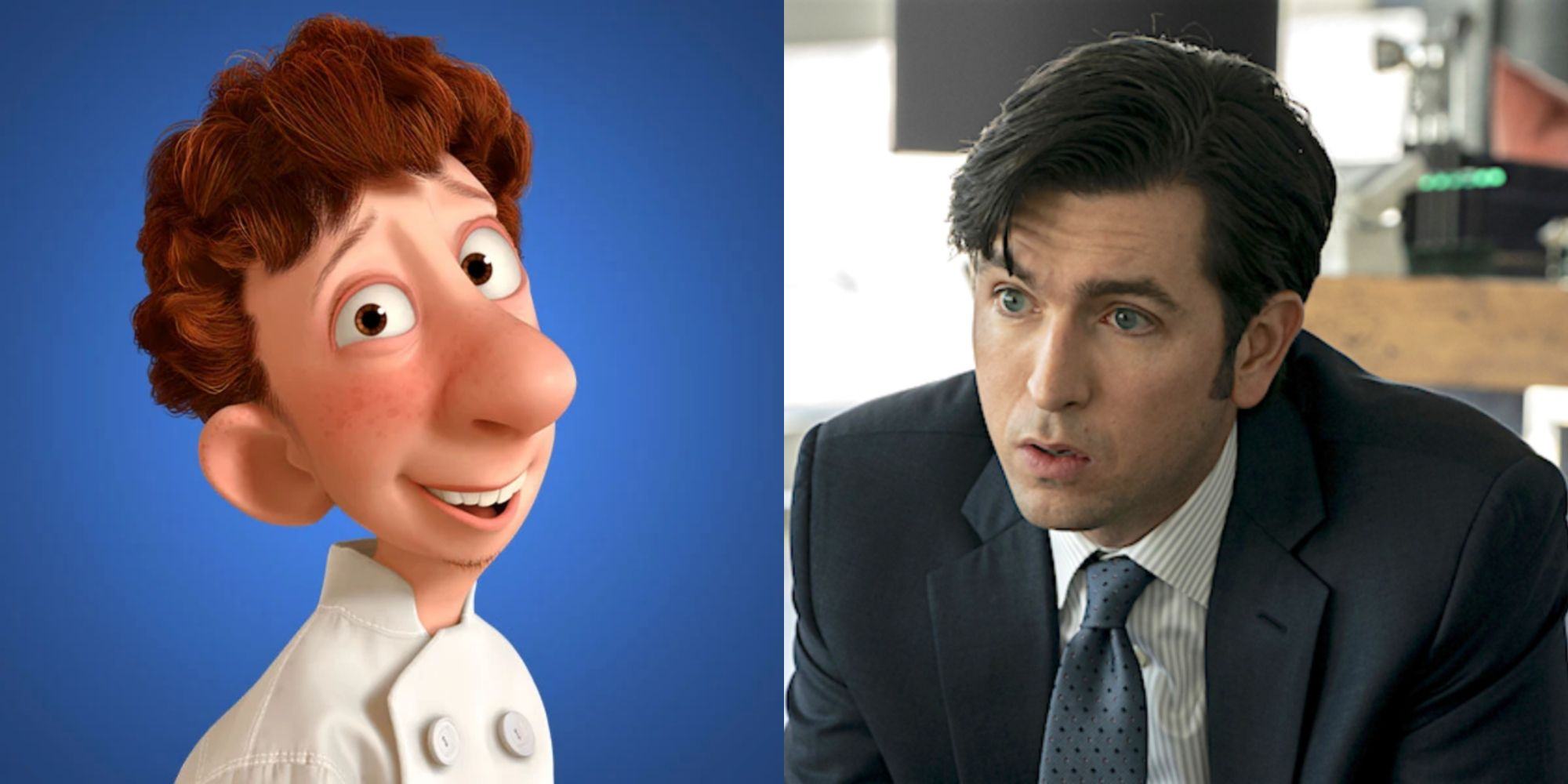 Split image showing Linguini in Ratatouille and Cousin Greg in Succession.