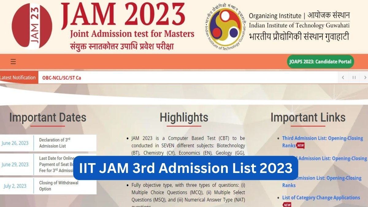 IIT JAM Admission List 2023