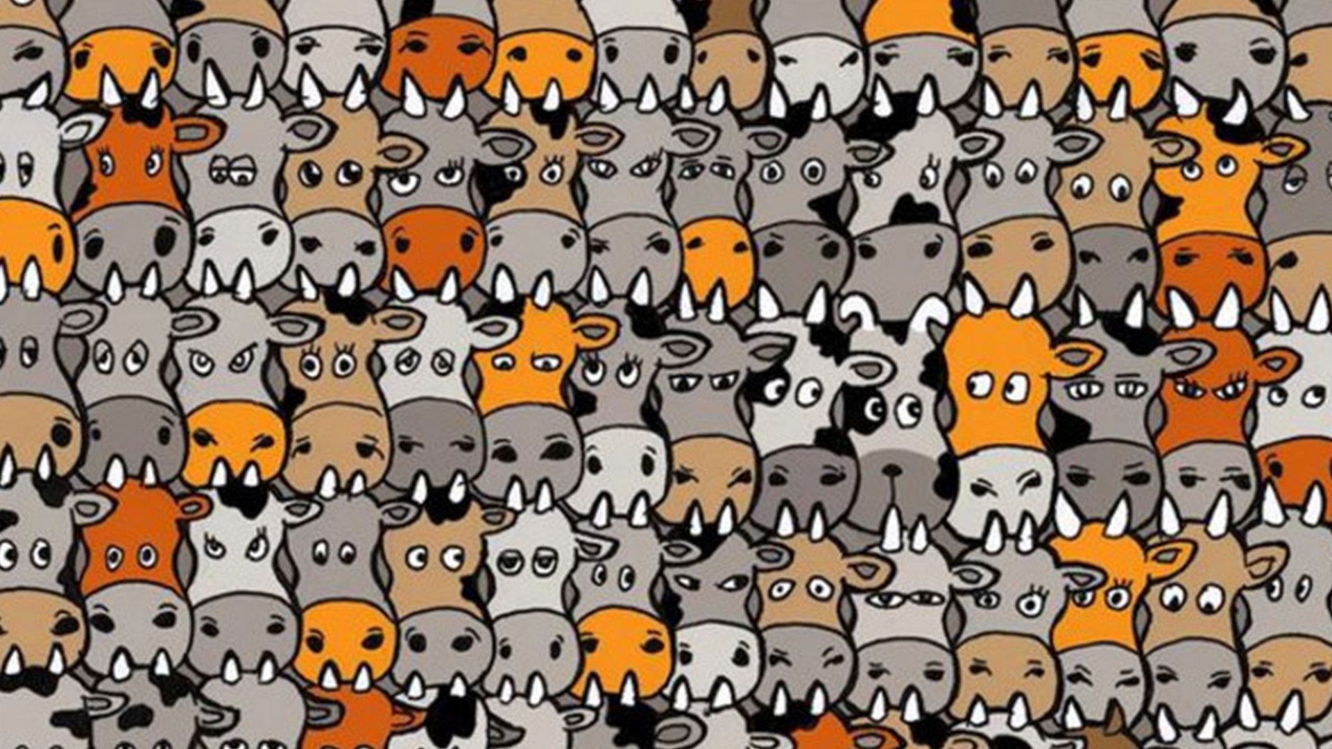 If you can spot the dog hiding among this herd of cows within ten seconds, you could in the top 1%