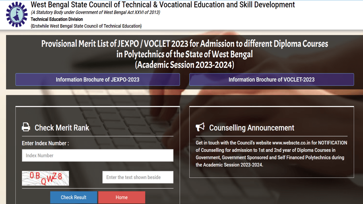 JEXPO Merit List 2023 releases at webscte.co.in