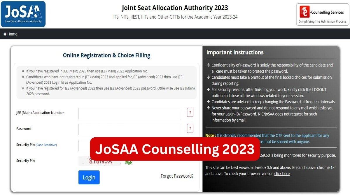 JoSAA Counselling 2023