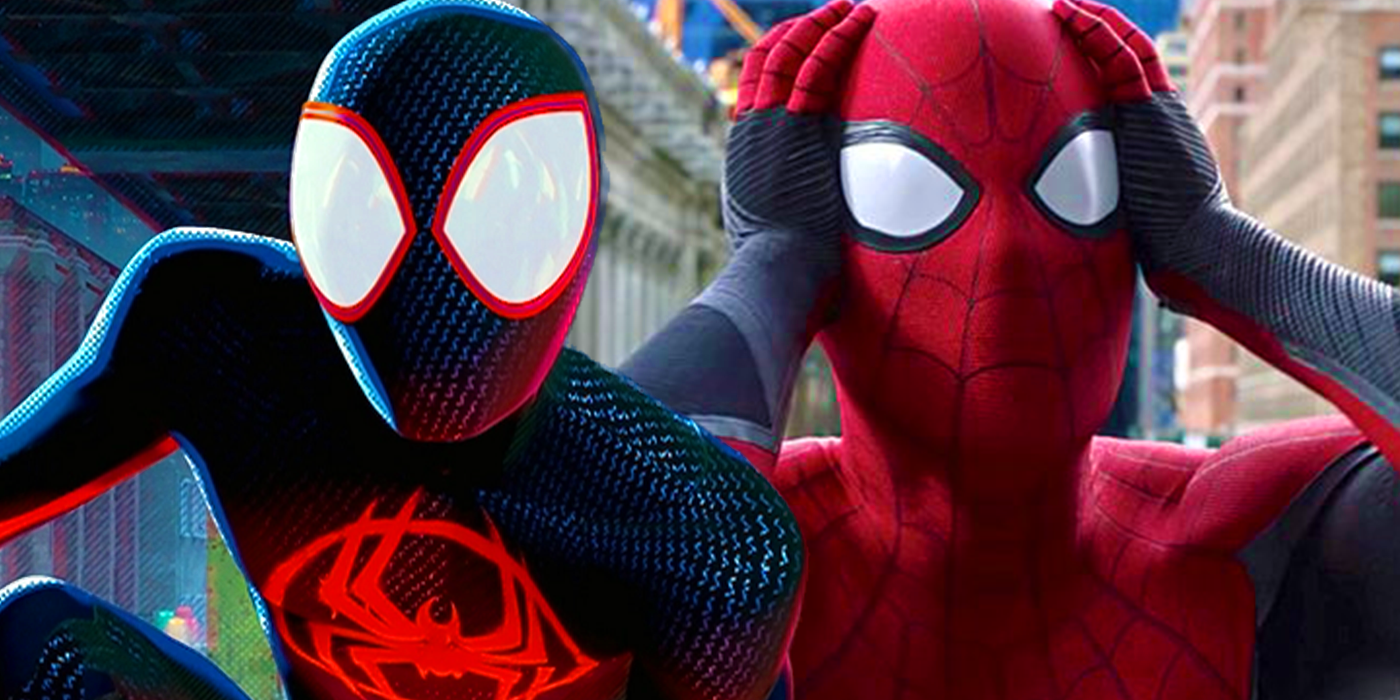 tom holland spider-man in the mcu with animated miles morales